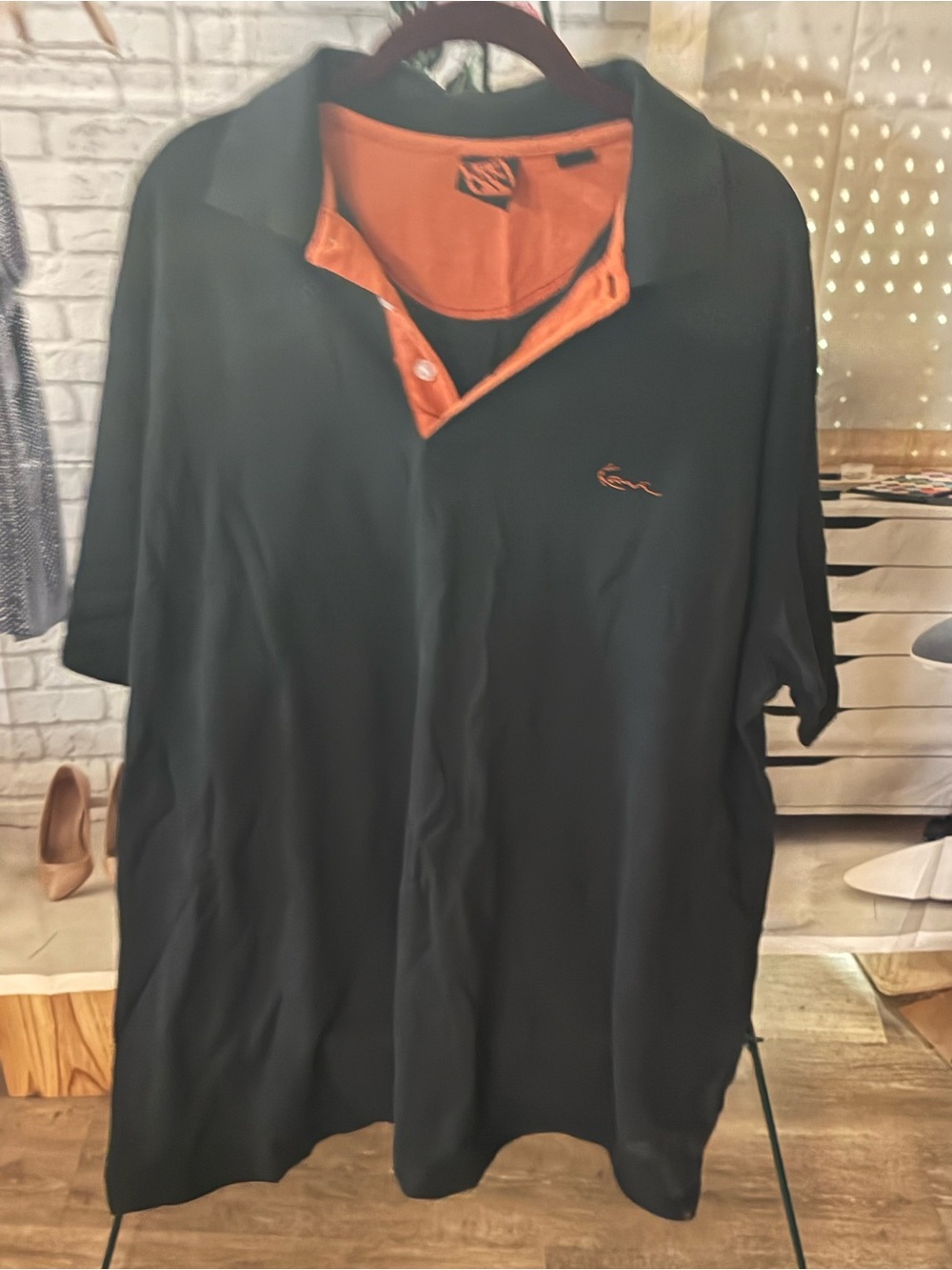 Karl Kani Black Polo with Orange Inner Placket